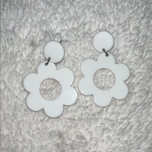 White Flower Dangle Earrings